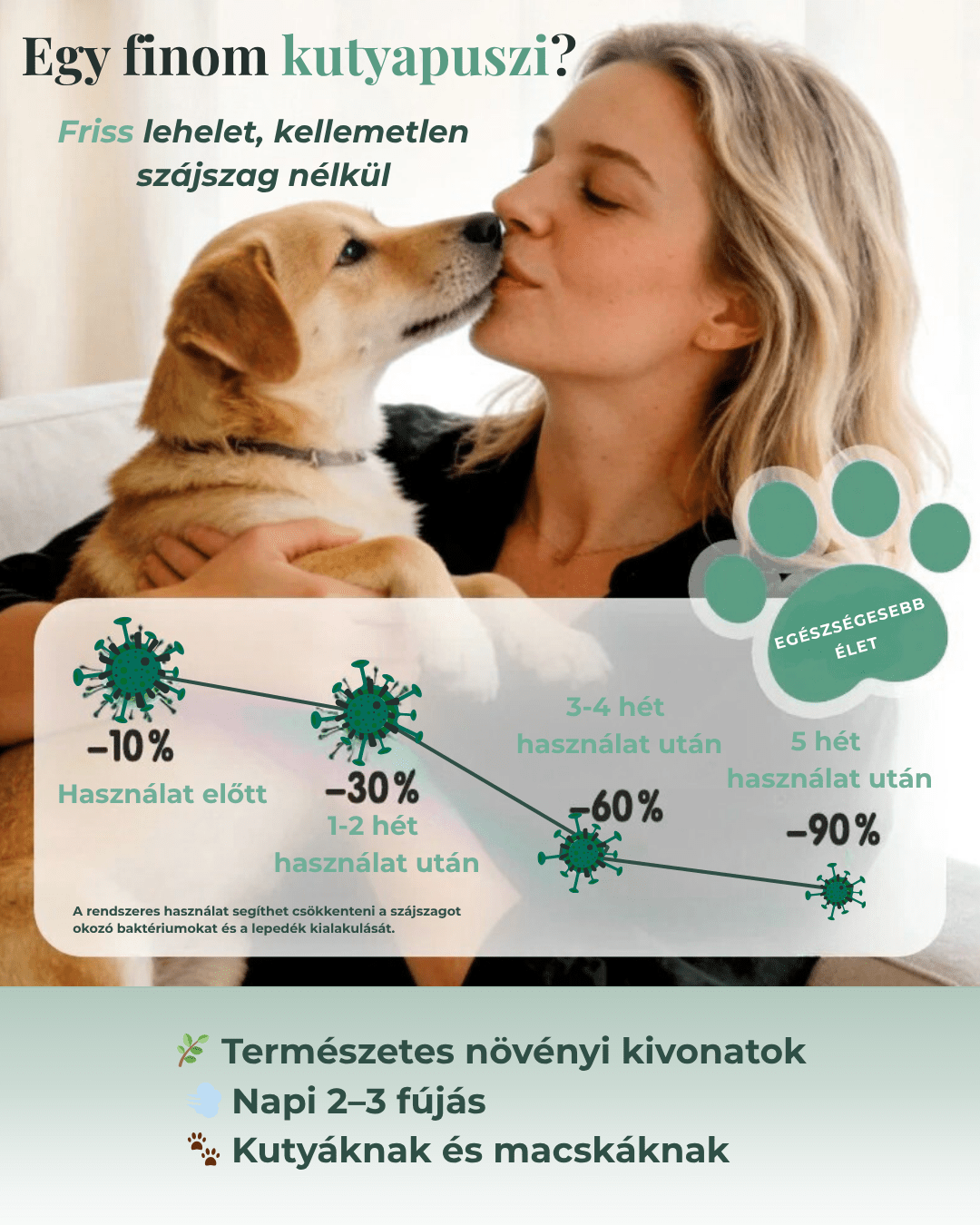 gazdi és kutya közeli pillanat friss lehelet szájápolás után